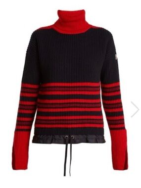 New Moncler roll neck stripped red and black sweater Size M